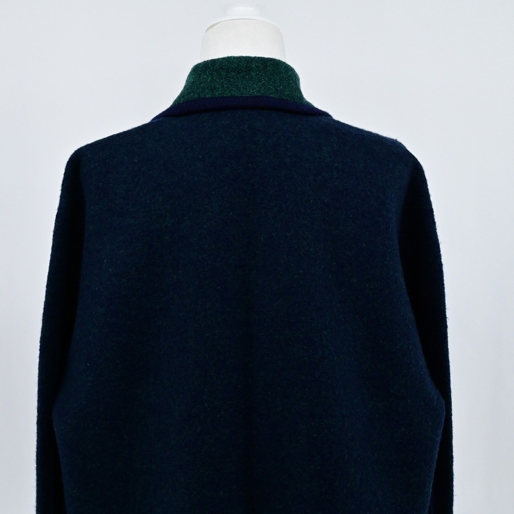 VTG Lands End 100% Wool Preppy Boiled Cardigan Jacket Navy Green SZ 16 Hong Kong - Picture 8 of 13